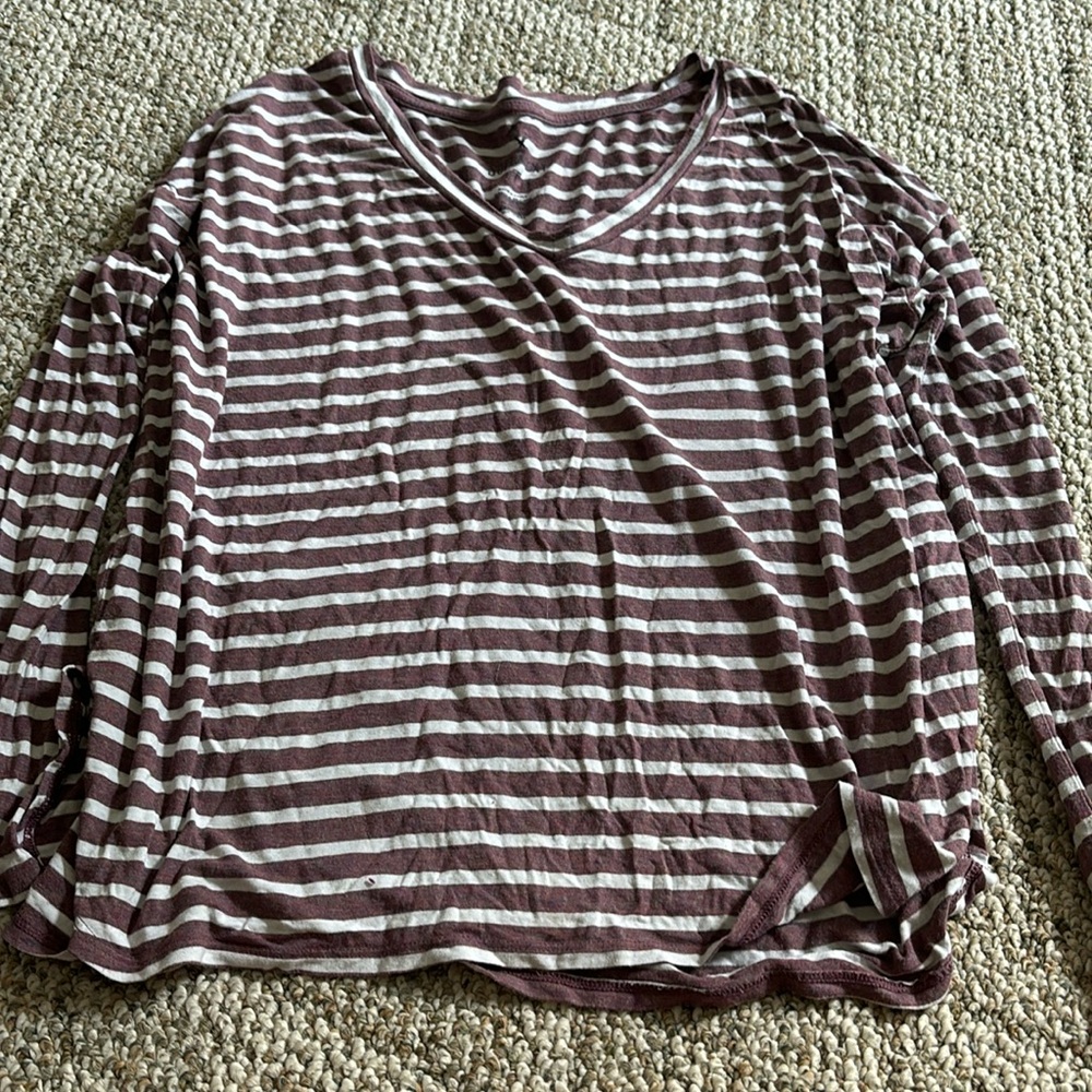 Maroon and white long sleeve